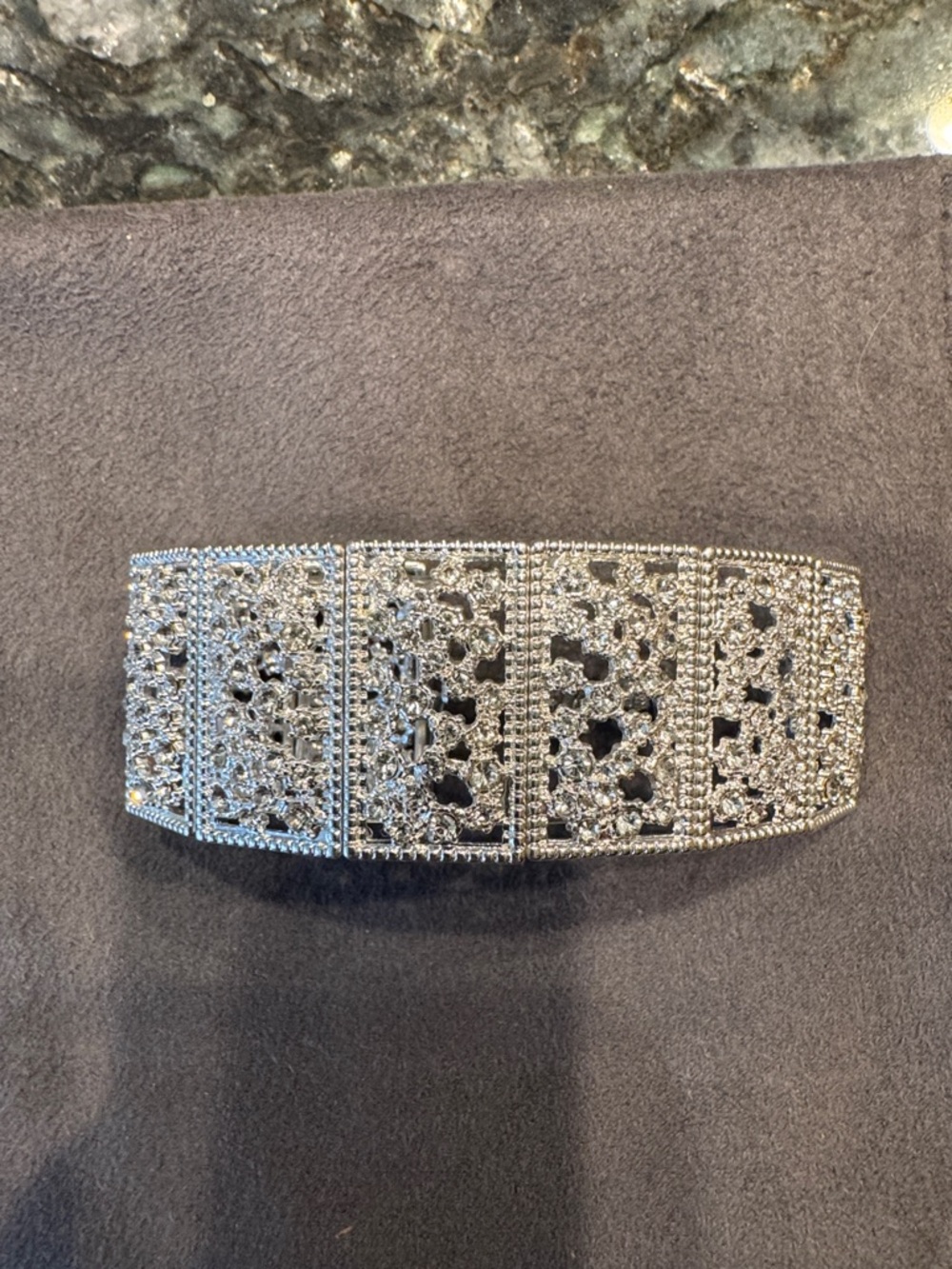 Silver Rhinestone Filigree Sparkle Magnetic Hair Tie